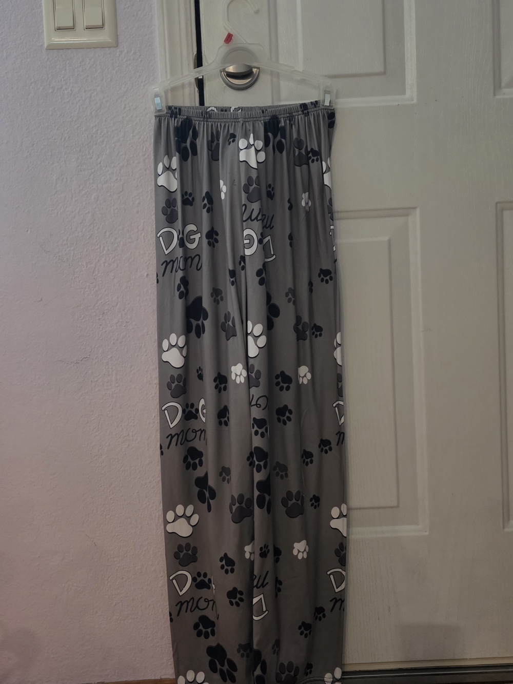 Women's Small Grey Paw Print Lounge Pants - Dog Mom Pajama Bottoms